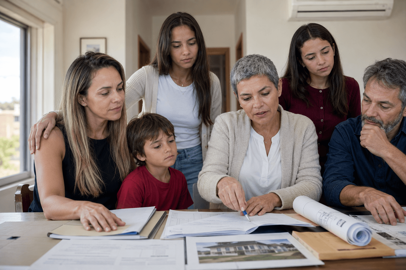 Family reviewing inherited property