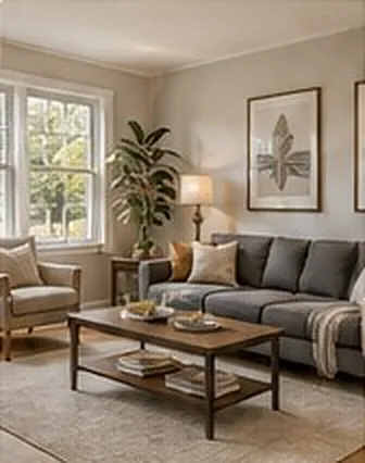 Bright, comfortable living room in a Kansas City home
